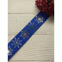 Лента репсовая с тиснением «Снежинки», 25 мм, цена за 1 м